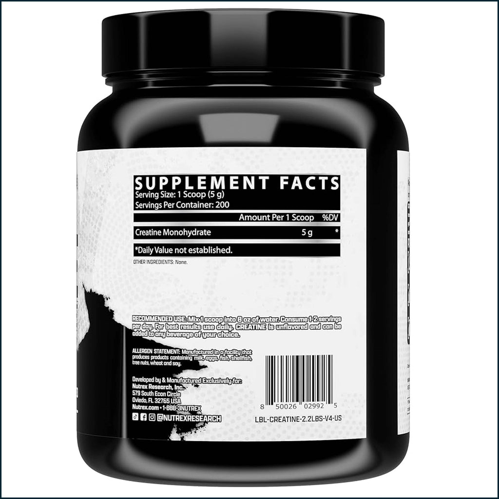 Nutrex Creatine Monohydrate, 200 Servings (Cracked Lid)